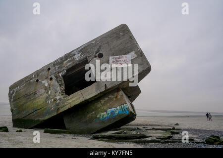 Blockaus allemand, reste de la DEUXIÈME GUERRE MONDIALE, Le Hourdel, Cayeux-sur-Mer, Normandie, France Banque D'Images