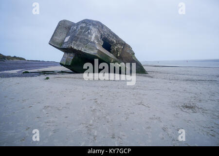 Blockaus allemand, reste de la DEUXIÈME GUERRE MONDIALE, Le Hourdel, Cayeux-sur-Mer, Normandie, France Banque D'Images