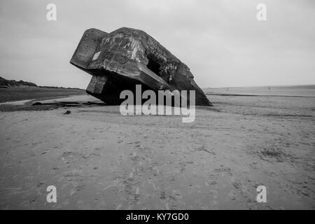 Blockhaus allemand, reste de la DEUXIÈME GUERRE MONDIALE, Le Hourdel, Cayeux-sur-Mer, Normandie, France Banque D'Images