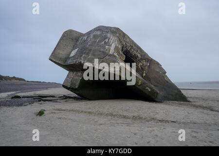 Blockaus allemand, reste de la DEUXIÈME GUERRE MONDIALE, Le Hourdel, Cayeux-sur-Mer, Normandie, France Banque D'Images