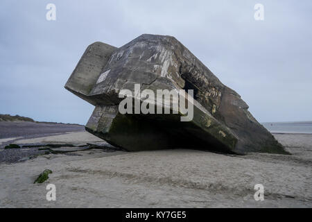 Blockaus allemand, reste de la DEUXIÈME GUERRE MONDIALE, Le Hourdel, Cayeux-sur-Mer, Normandie, France Banque D'Images