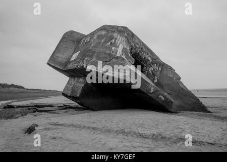 Blockhaus allemand, reste de la DEUXIÈME GUERRE MONDIALE, Le Hourdel, Cayeux-sur-Mer, Normandie, France Banque D'Images