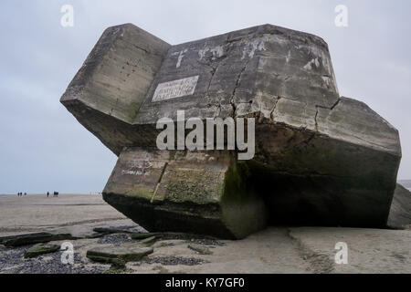 Blockaus allemand, reste de la DEUXIÈME GUERRE MONDIALE, Le Hourdel, Cayeux-sur-Mer, Normandie, France Banque D'Images