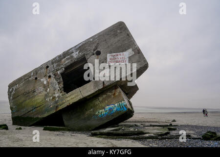 Blockaus allemand, reste de la DEUXIÈME GUERRE MONDIALE, Le Hourdel, Cayeux-sur-Mer, Normandie, France Banque D'Images