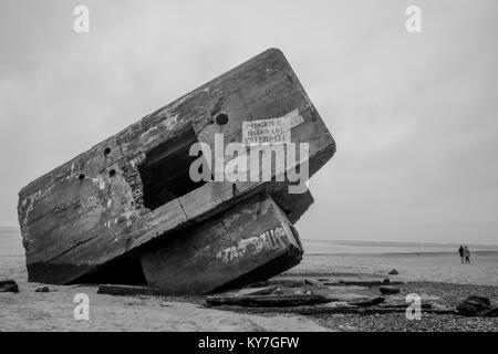 Blockaus allemand, reste de la DEUXIÈME GUERRE MONDIALE, Le Hourdel, Cayeux-sur-Mer, Normandie, France Banque D'Images