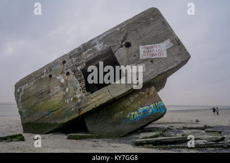 Blockhaus allemand, reste de la DEUXIÈME GUERRE MONDIALE, Le Hourdel, Cayeux-sur-Mer, Normandie, France Banque D'Images