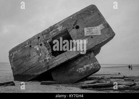 Blockaus allemand, reste de la DEUXIÈME GUERRE MONDIALE, Le Hourdel, Cayeux-sur-Mer, Normandie, France Banque D'Images