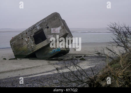 Blockhaus allemand, reste de la DEUXIÈME GUERRE MONDIALE, Le Hourdel, Cayeux-sur-Mer, Normandie, France Banque D'Images