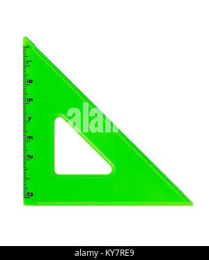 Métriques triangle plastique vert isolé sur fond blanc avec clipping path Banque D'Images