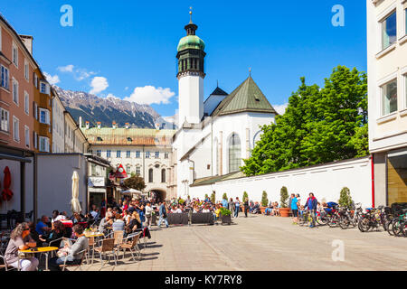 INNSBRUCK, Autriche - 21 MAI 2017 : l'Église Hofkirche d'Innsbruck ou de la Cour est une église gothique située dans l'Altstadt Vieille Ville d'Innsbruck, Autriche Banque D'Images