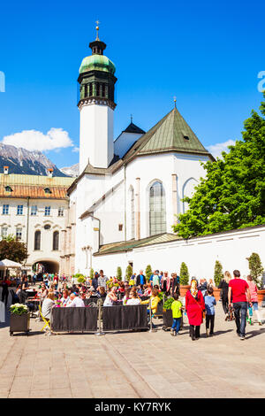 INNSBRUCK, Autriche - 21 MAI 2017 : l'Église Hofkirche d'Innsbruck ou de la Cour est une église gothique située dans l'Altstadt Vieille Ville d'Innsbruck, Autriche Banque D'Images