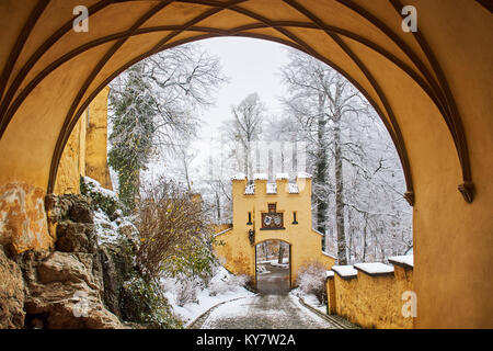 Château de Hohenschwangau (Schloss) cour pendant l'hiver, palais du 19e siècle en Bavière, Allemagne Banque D'Images