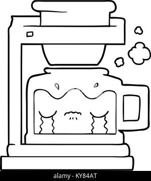 Machine à café filtre cartoon pleurer Illustration de Vecteur