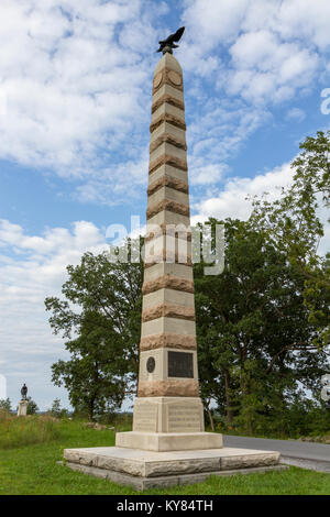 La 83e d'infanterie de New York Memorial, Gettysburg National Military Park, Virginia, United States. Banque D'Images