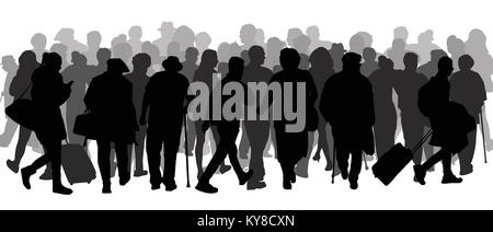 Immense foule de gens silhouette sur fond blanc, vector illustration Illustration de Vecteur