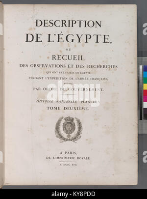 Page de titre, vol. II Description de l'Égypte, ... Histoire naturelle. Planches. Tome deuxième (NYPL)14212718-1268583 b Banque D'Images