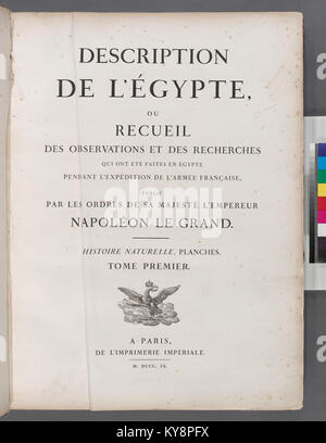 Page de titre, vol. I Description de l'Égypte, ... Histoire naturelle. Planches. Tome premier (NYPL)14212718-1268464 b Banque D'Images