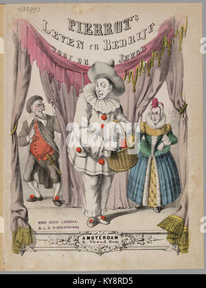 Une publication néerlandaise pour jeunes intitulée 'Pierrots leven en bedrijf voor de jeugd' explore le personnage Pierrot de commedia dell'Arte, enseignant les traditions culturelles et théâtrales aux jeunes lecteurs. Banque D'Images