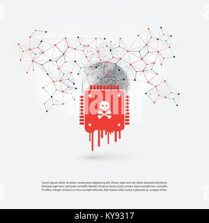 Touchés par processeur Meltdown & Spectre vulnérabilités de sécurité critiques, les cyber-attaques, mot ou fuite de données personnelles sur les ordinateurs, serveurs, Cloud Illustration de Vecteur