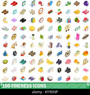 100 finesse icons set dans un style 3D isométrique pour tout modèle vector illustration Illustration de Vecteur