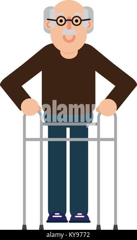 Un homme âgé avec Walker Illustration de Vecteur