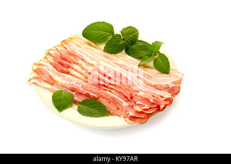 Plat avec bacon on white Banque D'Images