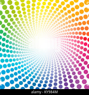 Modèle en spirale de couleur arc-en-ciel - tunnel avec Light Centre - illustration fond circulaire torsadée, hypnotique et psychédélique. Banque D'Images