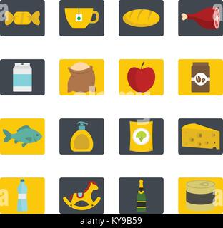 Shop aliments navigation icons set dans un style plat isolé vector illustration Illustration de Vecteur