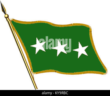 Le drapeau du lieutenant-général de l'armée philippine est une norme militaire utilisée pour signifier le grade et l'autorité des officiers de haut rang dans l'armée philippine. Banque D'Images