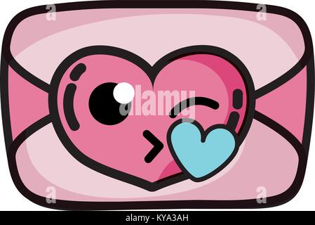 Carte amour kiss kawaii cartoon Illustration de Vecteur