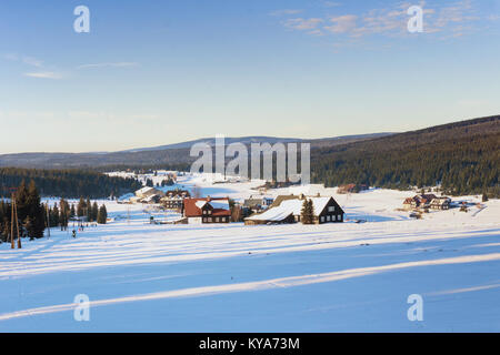 Différends Jizerka dans montagnes Jizera en hiver, en République tchèque. Banque D'Images