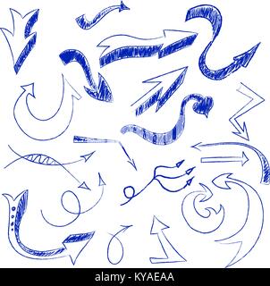 Série de 20 à la main les flèches pour stylos à bille Illustration de Vecteur