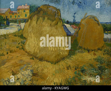 Tableau de Vincent van Gogh (1853-1890) représentant des champs de blé en Provence, France, faisant partie de la collection du musée Kröller-Müller à Otterlo, mettant en valeur le paysage post-impressionniste Banque D'Images