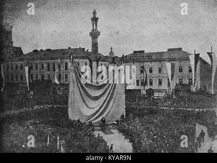 Dévoilement du monument à Adam Mickiewicz Lviv (1904), Bronisław Radziszewski Banque D'Images