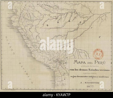 Mapa del Perú (1877) Banque D'Images