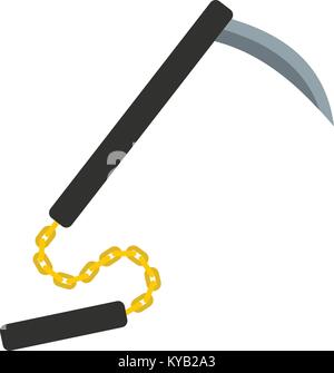 Kusarigama, icône d'arme japonaise télévision isolé sur fond blanc vector illustration Illustration de Vecteur