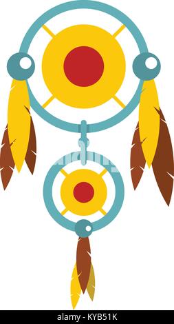 Dreamcatcher avec plumes colorées télévision icône isolé sur fond blanc vector illustration Illustration de Vecteur