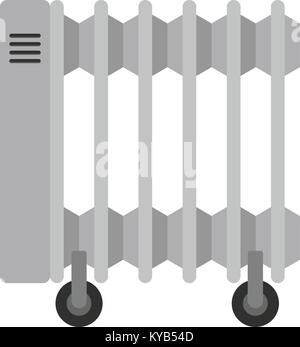 Radiateur électrique blanc sur roues isolées icône Illustration de Vecteur