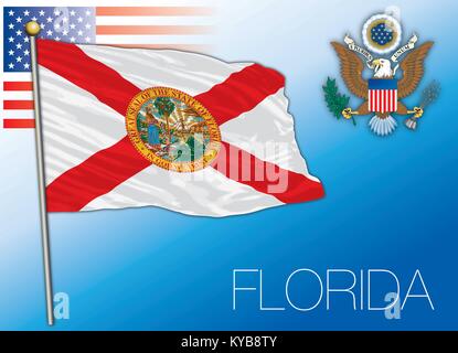 Drapeau de l'état fédéral de la Floride, États-Unis Illustration de Vecteur