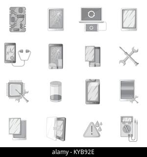 Téléphones fix Broken icons set monochrome Illustration de Vecteur