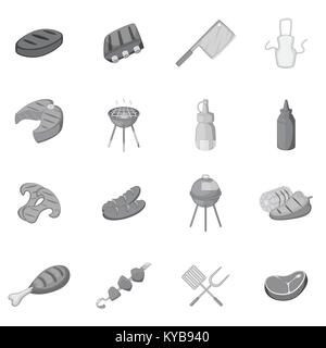 Installations pour Barbecue monochrome icons set Illustration de Vecteur