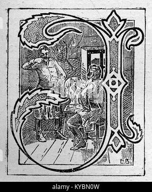 Une illustration intitulée 'Na polu chwały' (sur le champ de la gloire), montrant une initiale décorative de la page 199, reflétant la littérature historique polonaise et le design. Banque D'Images