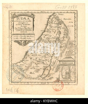 Une carte de Judée de 1653 par Nicolas Sanson, cartographe français de renom, détaillant les lieux géographiques et bibliques de la région au XVIIe siècle. Banque D'Images