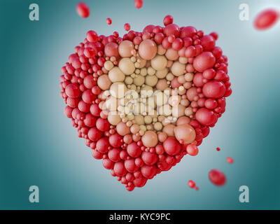 Résumé La figure de ballons en forme de coeur. Le rendu 3D Banque D'Images
