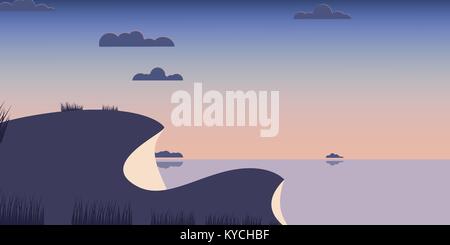 Collines du paysage fond mer bleue. Vector Illustration de Vecteur