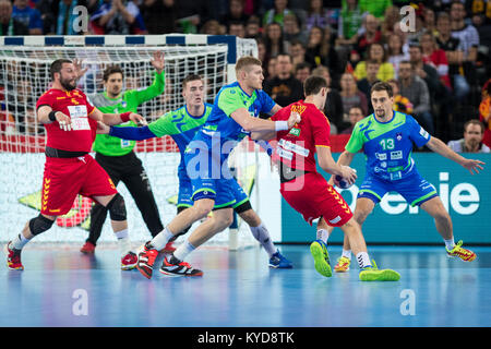 Zagreb, Croatie. 13 janvier, 2018. EURO 2018 La Croatie EHF, Groupe (C) phase. Macédoine contre la Slovénie. Ivica Drusany/Alamy Live News Banque D'Images