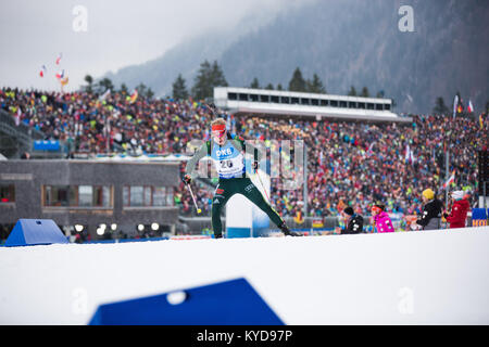 Inzell, Allemagne. 14Th Jan, 2018. Rees de romain l'Allemagne (26) vu au cours de la Men's 15km départ groupé à la concurrence de la Coupe du monde de Biathlon IBU BMW à Ruhpolding. (Photo crédit : Gonzales Photo/Alamy Live News Banque D'Images