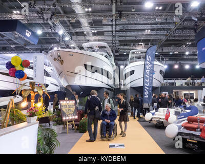 Londres, Royaume-Uni. 14Th Jan, 2018. Le dernier jour de la London Boat Show était remplie de gens, que le Royaume-Uni est le dynamisme du secteur nautique a récemment signalé des ventes record grâce à la faiblesse de la livre. Credit : James Bell/Alamy Live News Banque D'Images