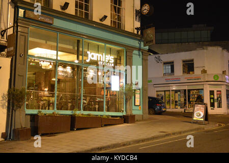 Bristol, Royaume-Uni. 14Th Jan, 2018. Une nuit coup de Jamie Oliver Restaurant italien au sommet de Park Street pour la fermeture. Crédit : Robert Timoney/Alamy Live News Banque D'Images