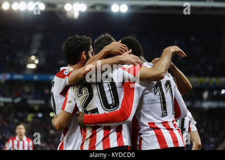 14 janvier 2018 - Cornella, Barcelone, Espagne - La Liga lors de la correspondance entre l'Espanyol et Athletic de Bilbao a joué au Stade RCDE. (11)Williams égaler le match au premier semestre. Credit : Joan Gosa Badia/Alamy Live News Banque D'Images